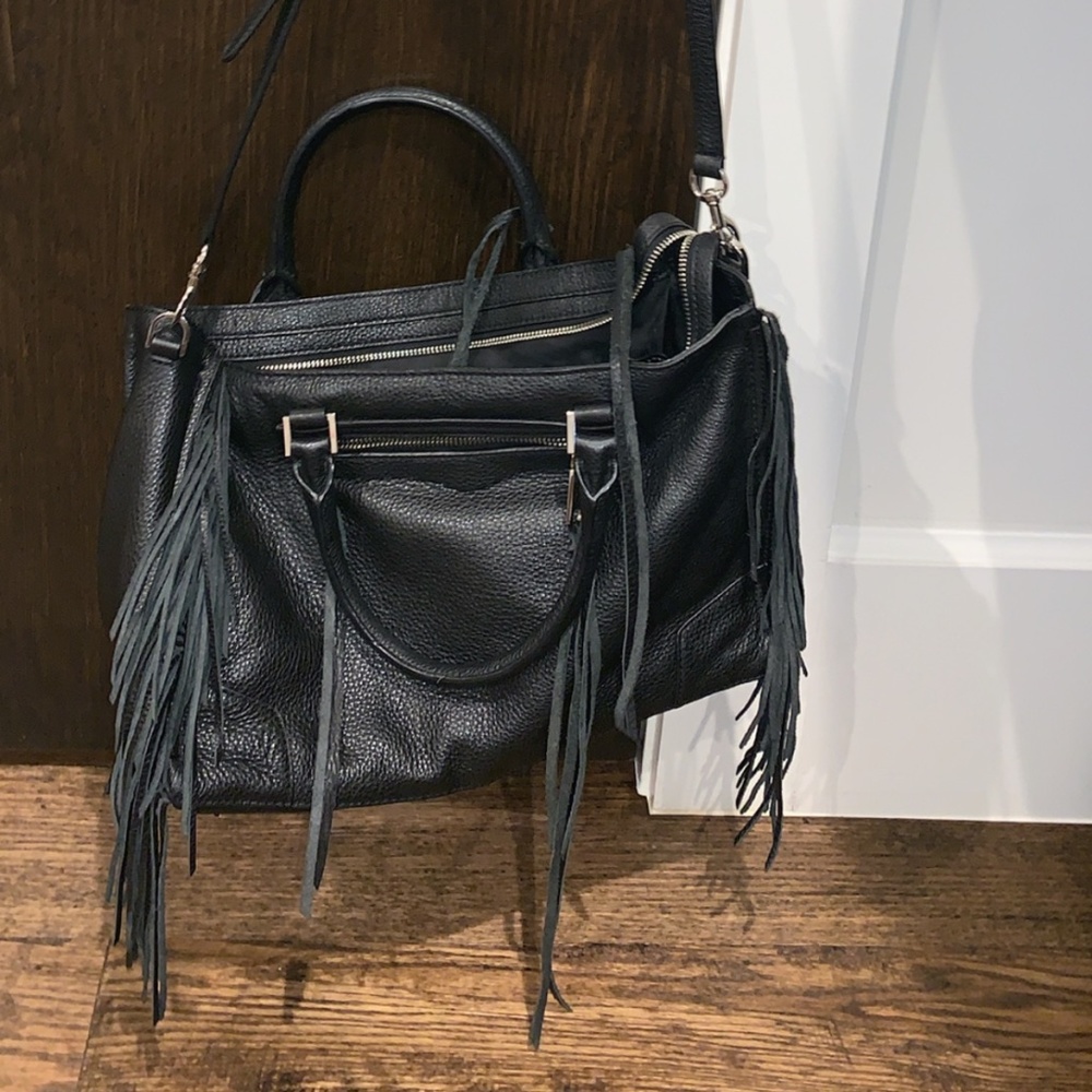 Rebecca Minkoff Regan Satchel Black with Fringe